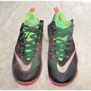 Nike Lebron XII 12 Low Remix Black Metallic Silver Green 724557-003 Size 10.5